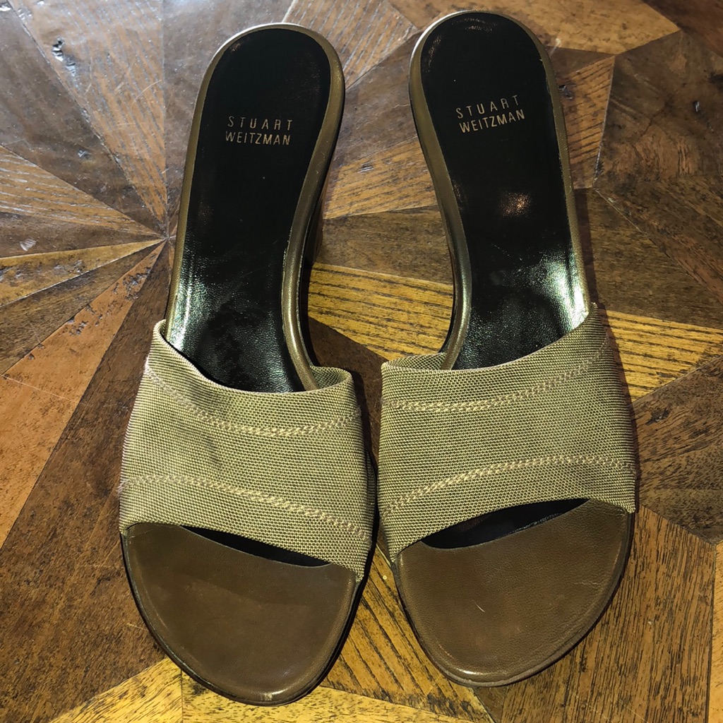 Stuart Weitzman Taupe Heel Slip-On Sandal